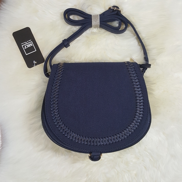 Mia K Farrow Handbags - Mia K Farrow Navy Crossbody Saddle Bag